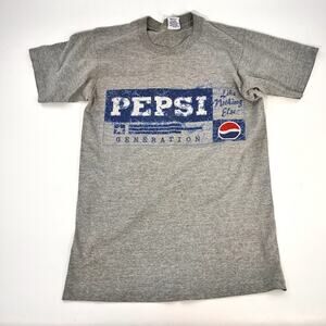 Vintage 1990's Pepsi Generation logo graphic tee gray blue red Small unisex
